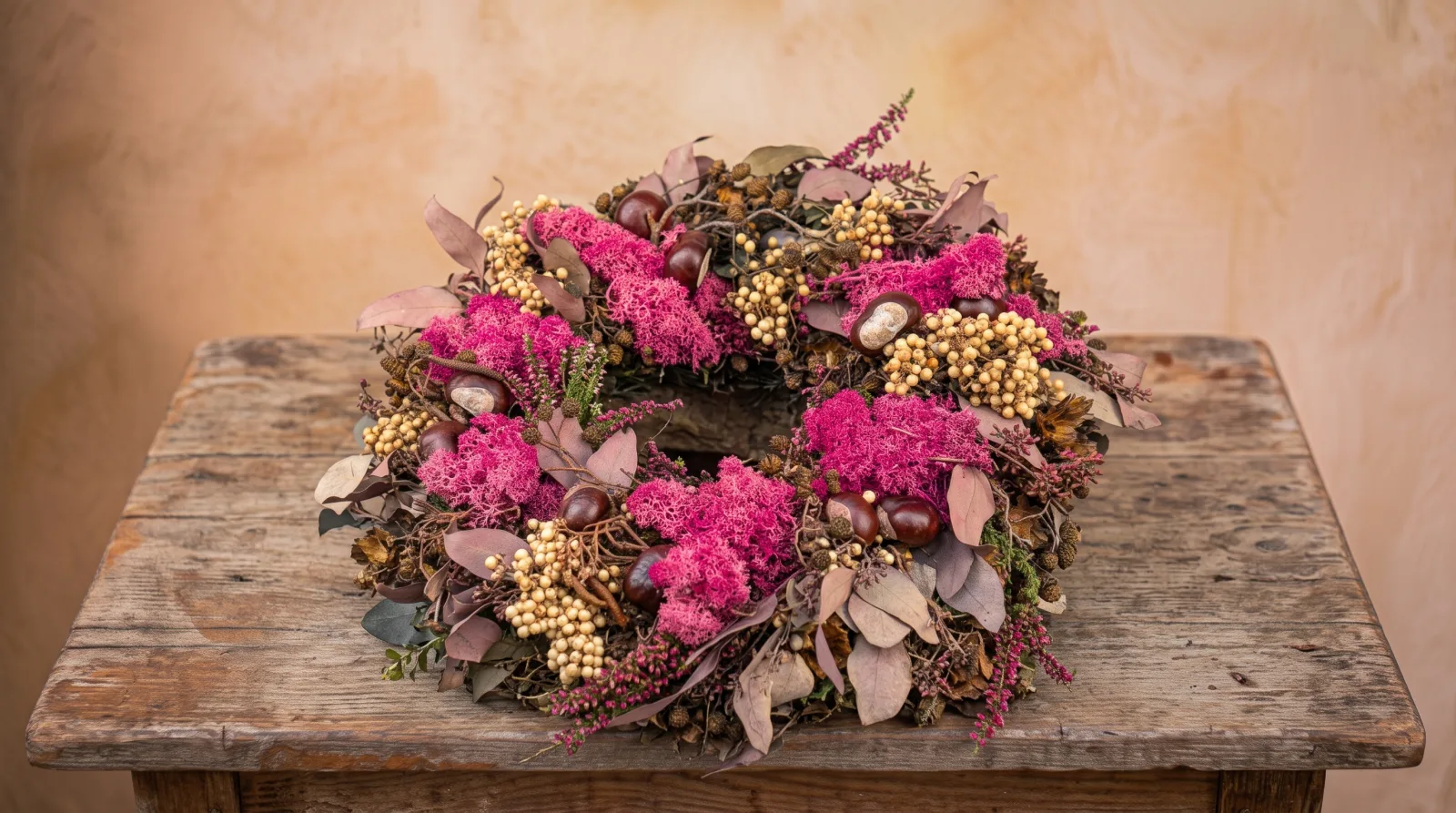 Herbstlicher Kranz in Pink & Natur